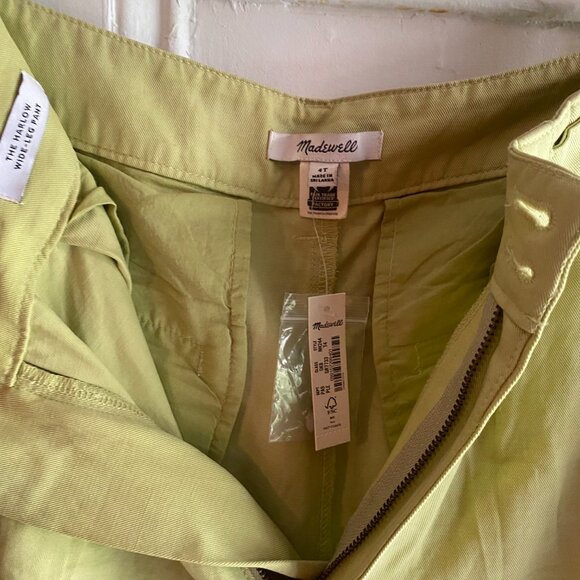 NWT Madewell The Tall Harlow Wide Leg Pant in Drapey Twill -- Pale Lemongrass - Picture 10 of 12